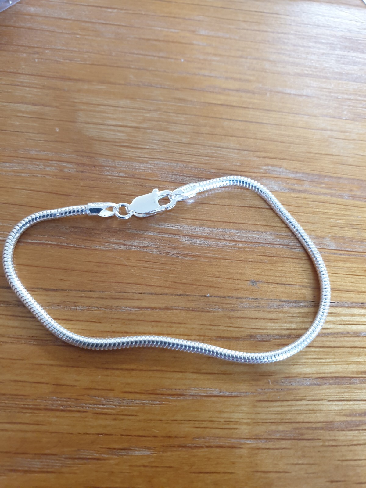 6.25 Inch Quality 925 Sterling Silver 2mm Smooth Snake Chain Bracelet 2.8g gallery