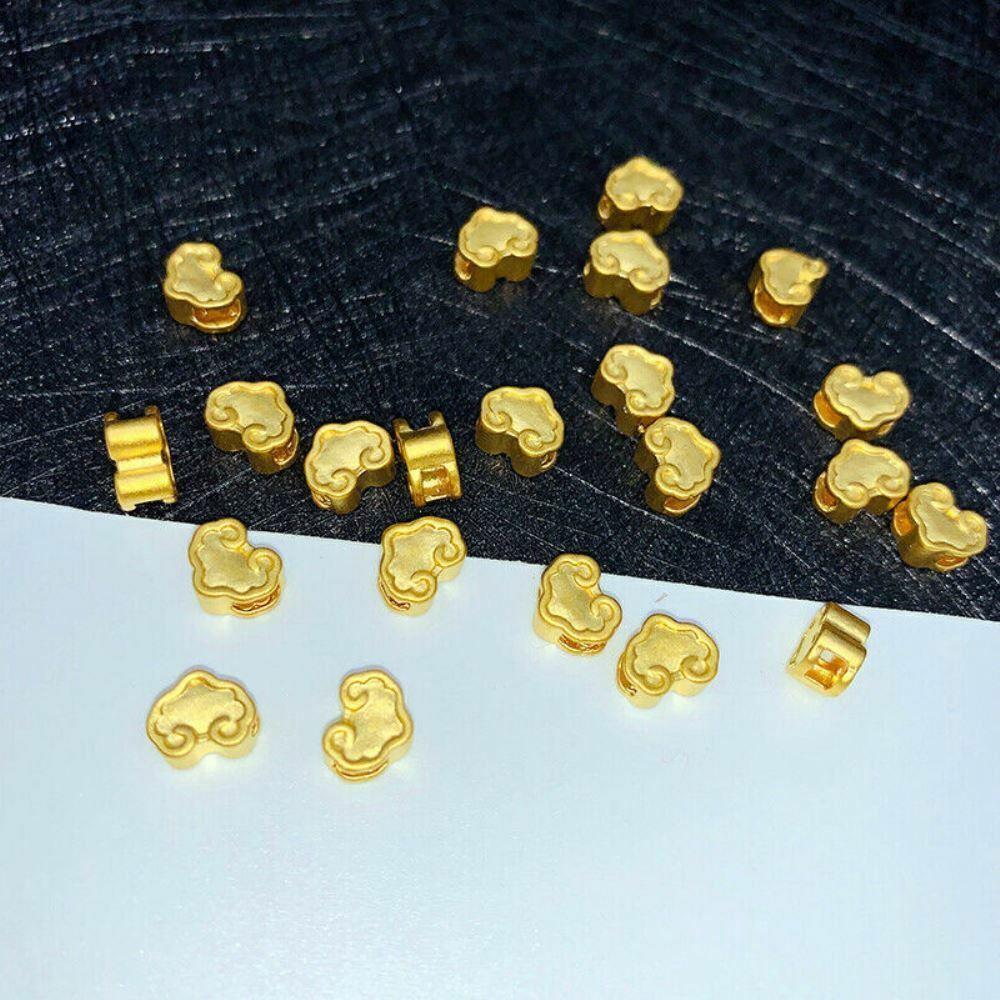 Real 24K Yellow Gold Bracelet 3D Craft Three Ruyi Bead Handmade Red Cord Bangle gallery