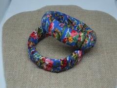 Beautiful Bangle Bracelet Set 2 Fabric Wrapped 7/8&3/4 x2 1/4″ Acr ID Handmade