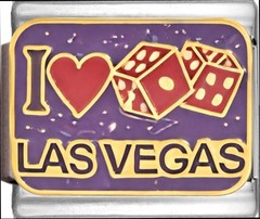 I Love Las Vegas Dice Italian Charm Purple Enamel 9mm Bracelet Casino Travel
