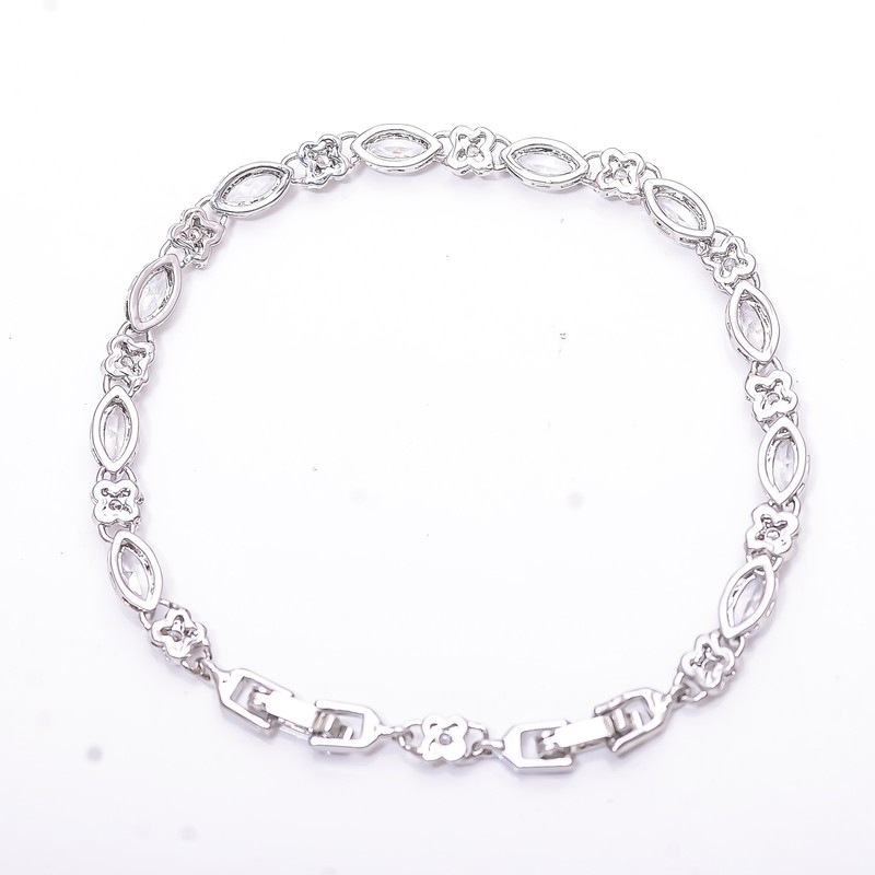 White Topaz & Cubic Zirconia 925 Sterling Silver Tennis Bracelet 7.99" B40 gallery