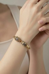 Panther Leopard Gold Bracelet Rhinestones CZ Cuff Bangle Luxury ~ NEW