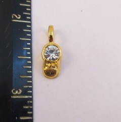 14KT GOLD EP APRIL – CRYSTAL BABY SHOE BIRTHSTONE CHARM PENDANT