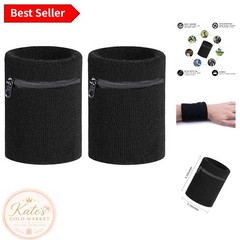 Breathable Zippered Wristbands – 2pcs Stylish Accessories for Fitness & More