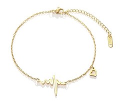 18K Gold Plated Womens Heart Rythm Bracelet Gift Valentine Birthday Anniversary