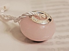.925 STERLING SILVER EUROPEAN PERSONA CHARM LARGE PINK FROSTED SHIMMERING B34