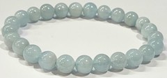 8mm Aquamarine Light Blue Natural Round Gemstone Bead 7-inch Stretch Bracelet