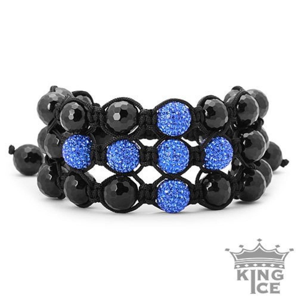 Macrame Beaded Cross Bracelet With Black Crystal And Blue Alloy shaping a Cross gallery