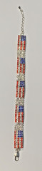 Patriotic jewelry rhinestone USA flag silver bracelet red blue