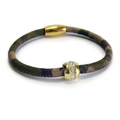 Women’s Karma Camouflage Leather Bracelet 18k Gold Plated