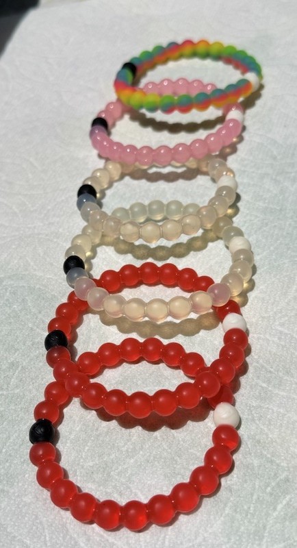 Lokai Bracelets Sz Small 6" Red Rainbow Clear Pink Lot of 6 gallery