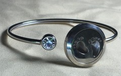 Stainless Steel Aromatherapy Open Cuff Bangle Chrystal Charm