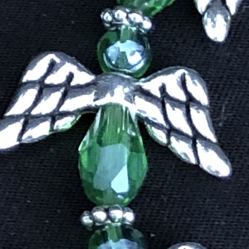 Angel Wing Bracelet Green Faith Support Christian Love Healing Stretch 7-12” gallery