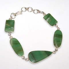 925 Silver Plated Bezel Serpentine Five-Stone Bracelet 8.5″ Most Beautiful GW