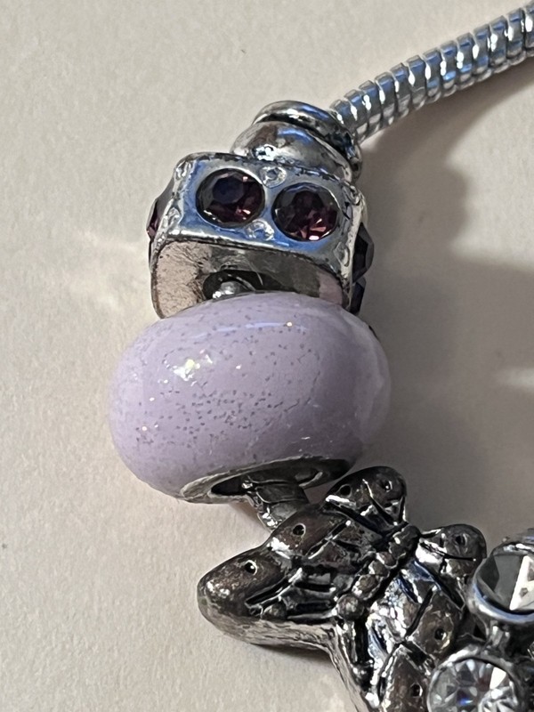 BRIGHTON STYLE Silver Tone Charm BRACELET 8” ~ Crystal, Enamel, Glass gallery
