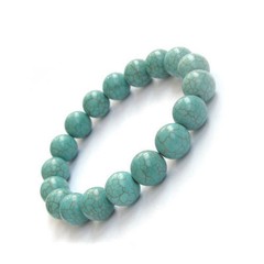 Fashion 10mm Turquoise Round Beads Men Women Lady Girl Stretchy Bangle Bracelet