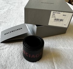 Balenciaga Arena Leather Logo Bracelet Black R