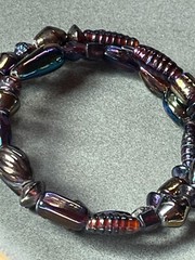 Various Shaped Iridescent Purple Bead Wrap Bracelet – will fit large size wrist