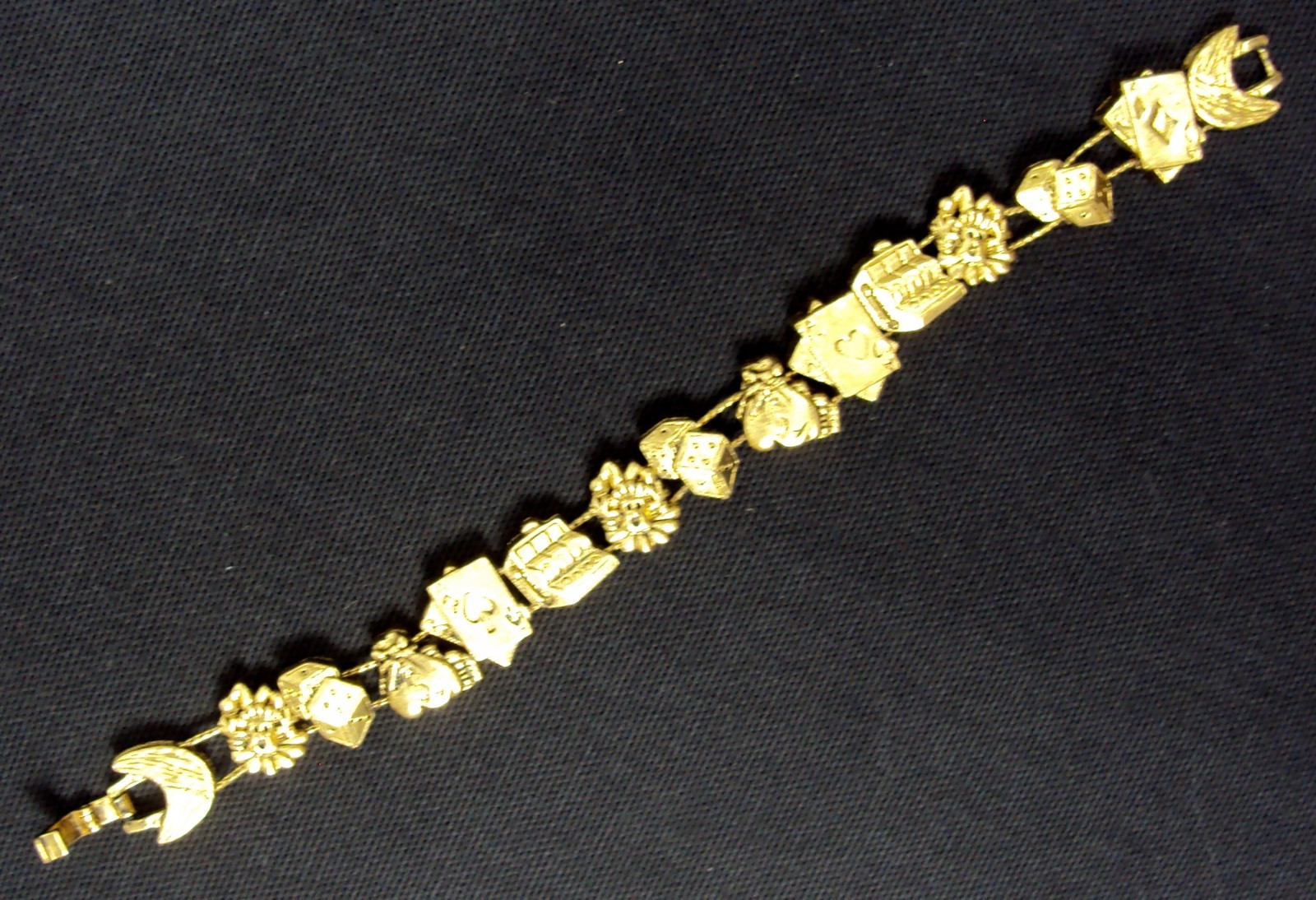 Charm Bracelet. Casino Theme ~ Classic TOFA 1995 Slider ~ Gold Tone #5430170 gallery
