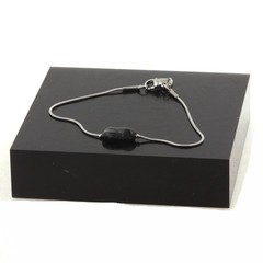 Stainless Steel Bracelet With 1 Schorl Tourmaline Pearl From Brazil