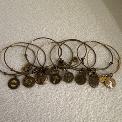 ALEX AND ANI Gold Tone Adjustable Charm Bangle Bracelets – 8 Bundle