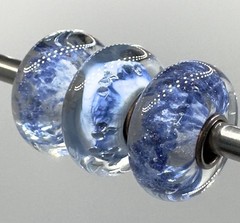 New Elfbeads 3 Glass Bead Charms Trio/lot Summer Beach, Glitter
