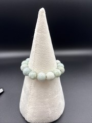 Jade of Yesteryear Green Jadeite 14 mm Beaded Stretch Bracelet