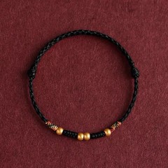 Hand Braided Copper Beads Red Rope Luck Bangles Anklets Size Adjust Handmade
