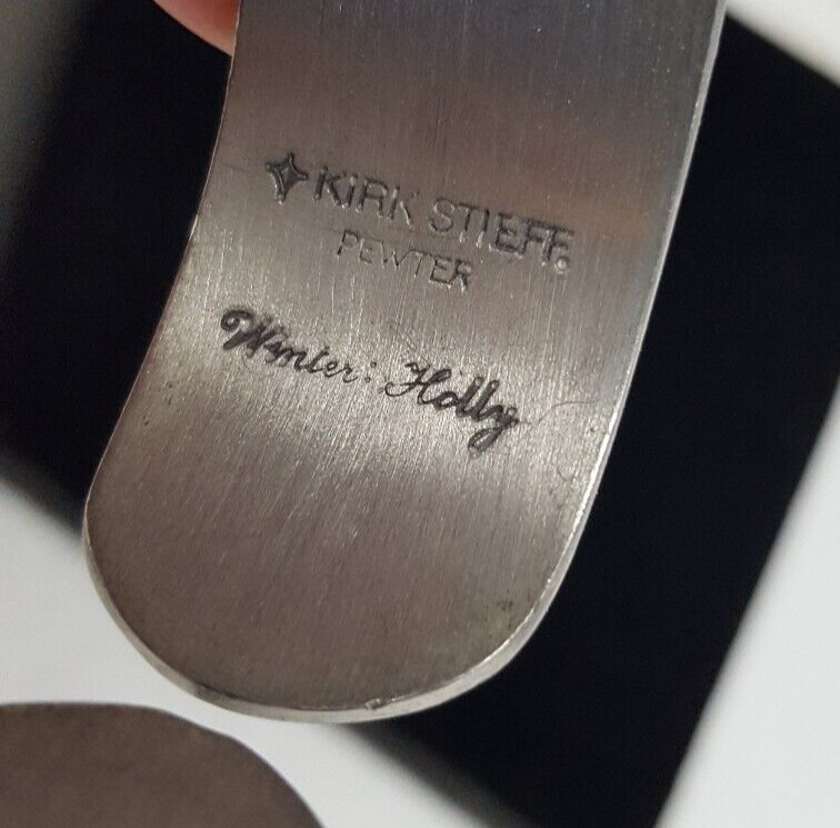 Kirk Stieff Winter Holly Pewter Adjustable Cuff Bracelet Christmas Holiday gallery