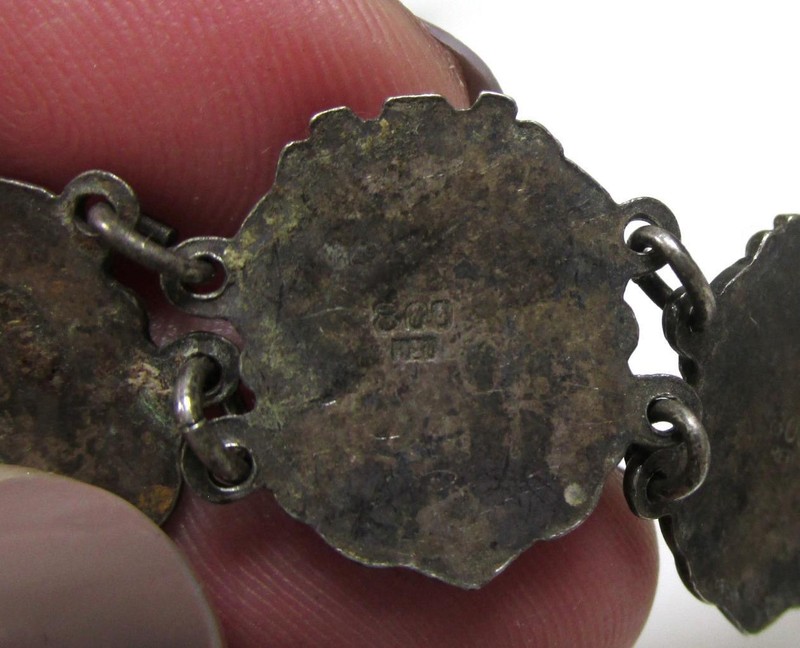 Vintage 800 Silver Shield Link Bracelet ~ 6-1/2" ~ AS IS ~ 18.5g ~ 15-B1303 gallery