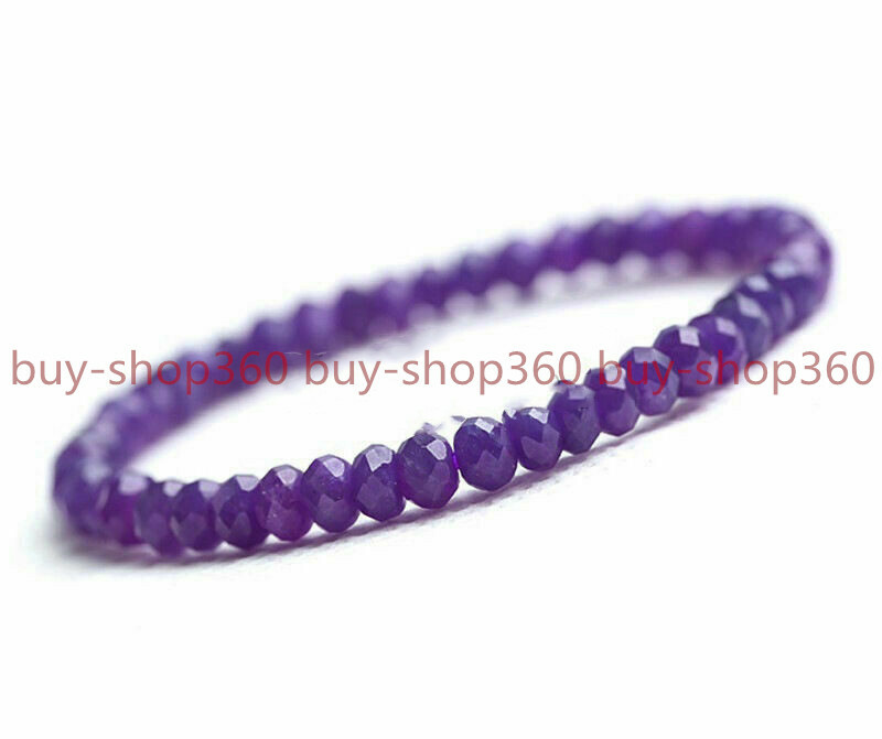 Natural 2x4mm Faceted Purple Amethyst Gemstone Beads Stretchy Bracelet 7.5'' AAA gallery