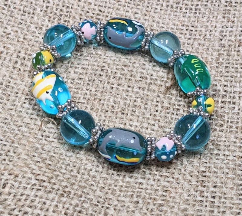 Beach Bracelet Jewelry colorful Glass Beaded Bracelet Flip Flop Flamingo 6 pc gallery
