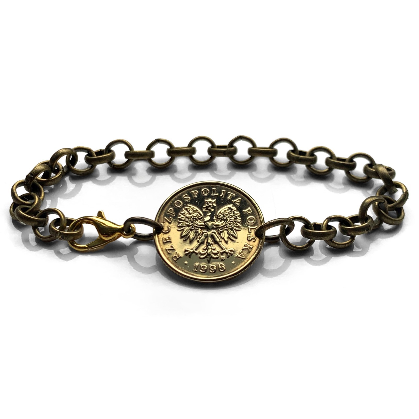 1998 Poland Polska 5 Groszy coin bracelet Polish eagle Warsaw Krakow Lodz 000086 gallery