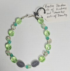 Kindness and Beauty Bracelet Sterling Silver & Faceted Glass Beads, Hook & Eye
