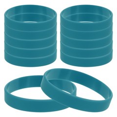 12Pcs Silicone Rubber Bracelet Solid Wristband Color Blank Rubber Band Cyan