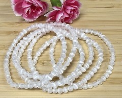Wholesale 6 Pcs Natural Selenite (Satin Spar) 4mm Crystal Stretch Bracelet 7.5″