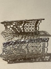 Silver Tone Wide Lace Elegant Bangle From Greece