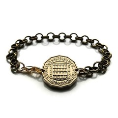 1960 England UK Brit coin bracelet Tudor portcullis castle chains London b000096
