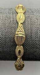 Ornate Gold Plated Textured Bangle Bracelet Stackable 7”