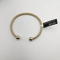 Banana Republic Gold Tone Twisted Mesh Cable Cuff Open Knob-end Bracelet ~ NWT