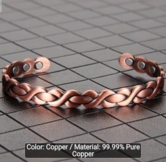 CLEARANCE SALE Pure 99.9% Çopper Adjustable Weaved Open Bracelet