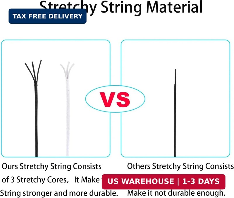 Elastic String for Bracelets, 4 Rolls Black and White String for Bracelet Making gallery