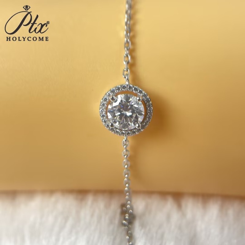 925 Silver D-Color 1ct Round Moissanite Minimalist Bracelet GRA VVS1 Engagement gallery