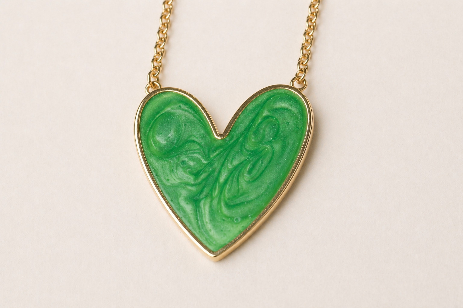 Green Enamel Heart Necklace Gold Tarnish Free Hypoallergenic Colorful gallery
