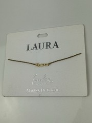 NEW Lumiela LAURA Personalized Name Bracelet Nickel Free Gold Tone 6-8”