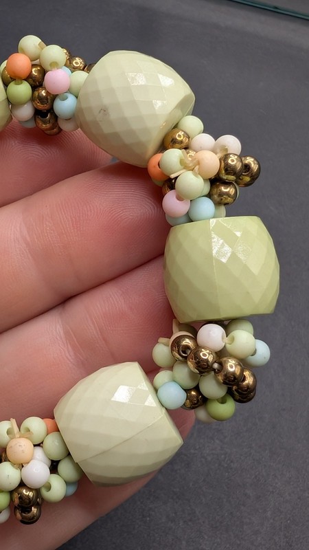 Women's Orange Teal Mixed 8mm Beaded Stretch Bracelet (17cm) S/M Wrist gallery