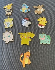 Set Of 10 Pokémon Pokemon Enamel Large Metal Charm Pendant New