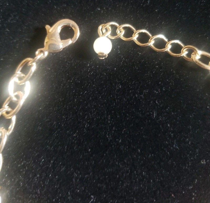 Chunky Peach Rhinestone Chain Bracelet Signed NRO Glam ART DECO Geometric 7"-8” gallery