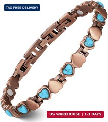 Feraco Pure Copper Bracelets for Women, Ultra Strength Magnetic Bracelet with 38