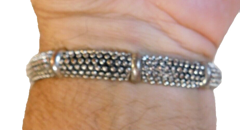 VINTAGE~STRETCH SILVERTONED BRACLET~ONE SIZE FITS MOST gallery
